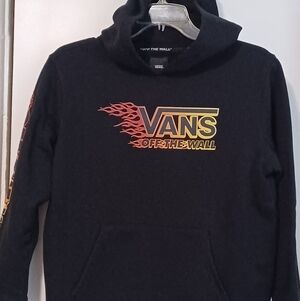 VANS Off The Wall, Boys Black Hoodie Pullover Size Large